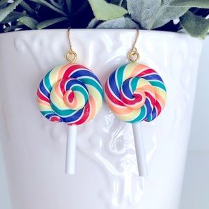 New Lollipop Sucker Candy Dangle Earrings Polymer Clay Party Carnival  Fun Gifts